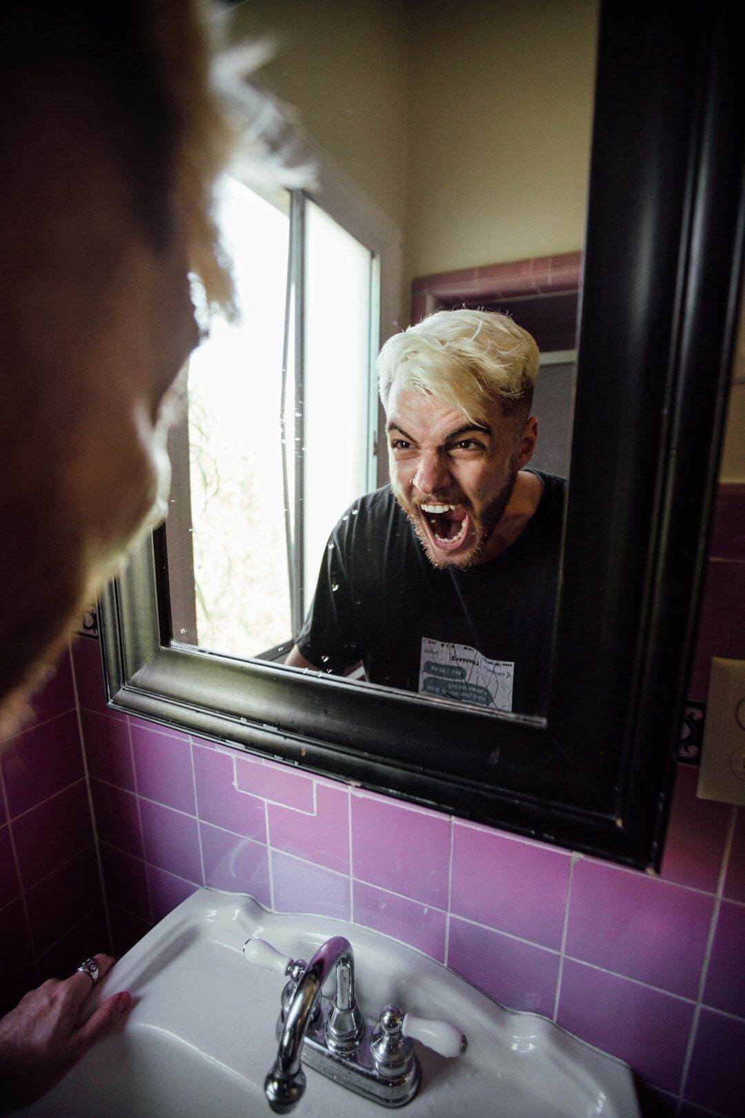 haunting face in mirror