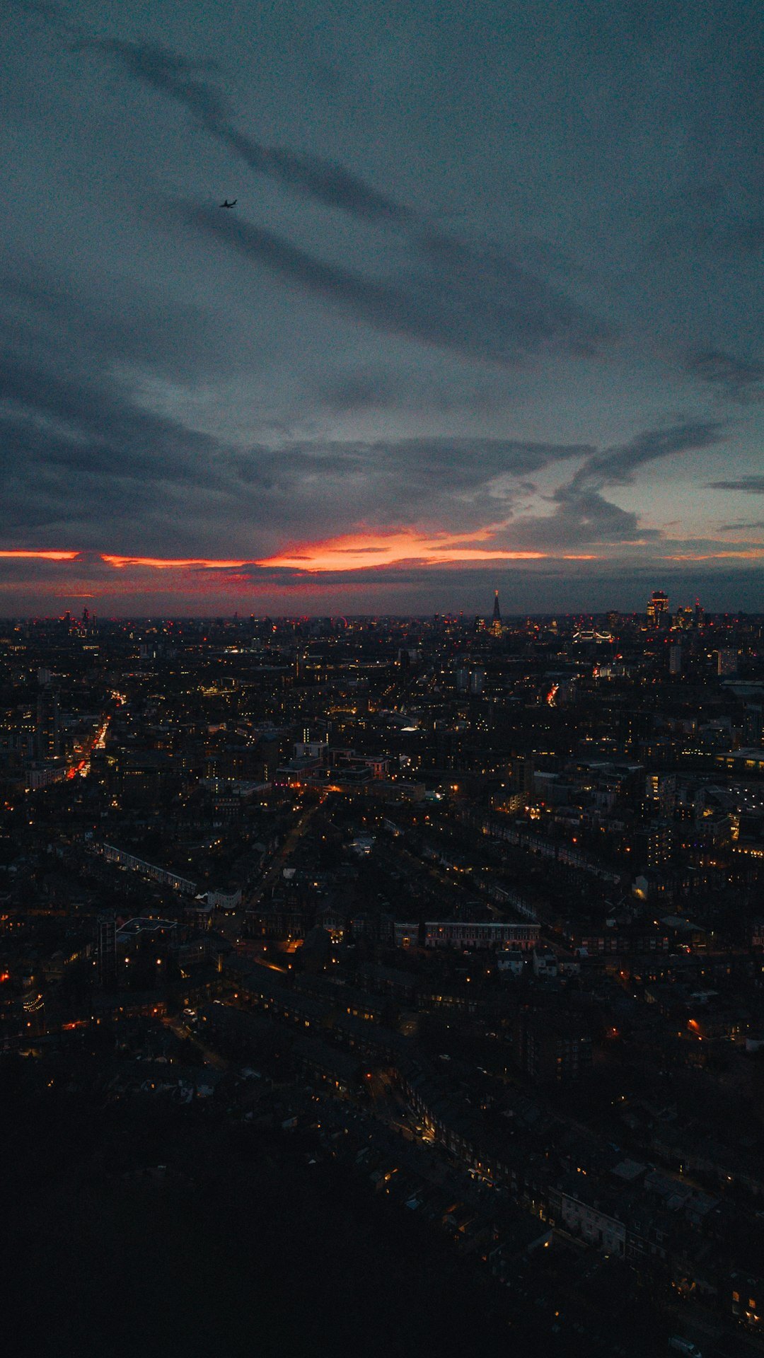 sunset over city